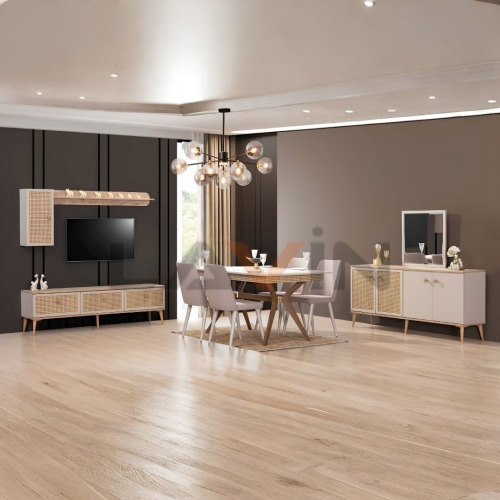 Hazeranlı Açılır Masa Modern Yemek Odası Takımı