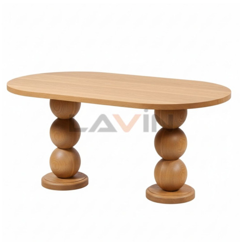 Boncuk Oval Masa – Ahşap Yemek Masası